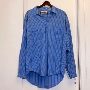 Vintage Levi’s Men’s Blue Striped Button Down Shirt XL Diamond‎ Label